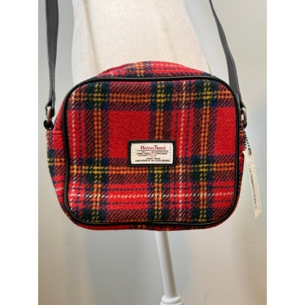 Glen Appin Harris Tweed Almond Mini Crossbody Bag NWT Red Plaid Scotland